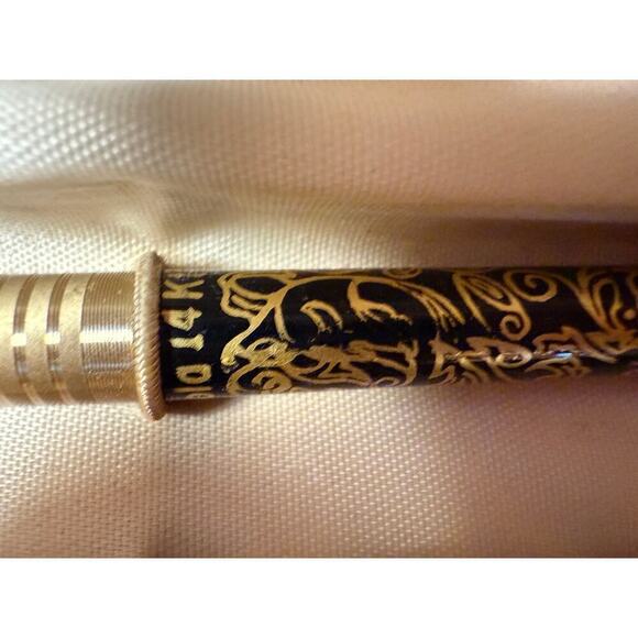 Vintage Chanel No.5 & Arpege 24kt Gold Filigree Perfumed Pens Set in Case - Picture 4 of 8